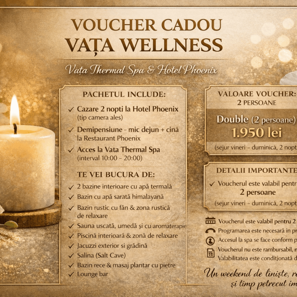 Voucher Cadou Vața Wellness - Apartament Premium - Double (2 pers.)